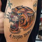 Tattoos - old school traditional tiger tattoo - 99491